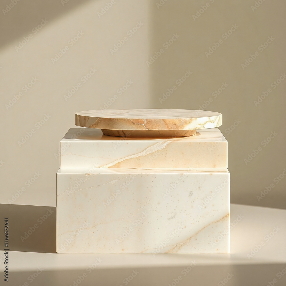 Poster two-layered marble block display