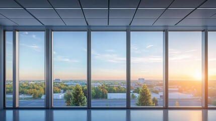 Large Glass Office Windows Offering Breathtaking City View
