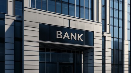 Obraz premium facade of Bank building in modern glass skyscraper