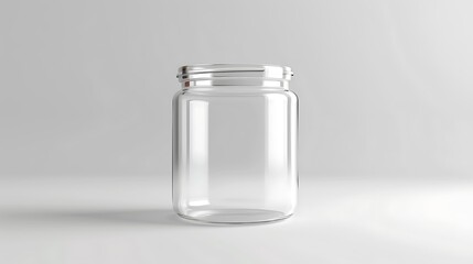 A classic clear glass jar on the beautifull empty background 