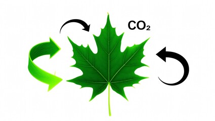A green leaf symbolizing photosynthesis and carbon dioxide absorption.