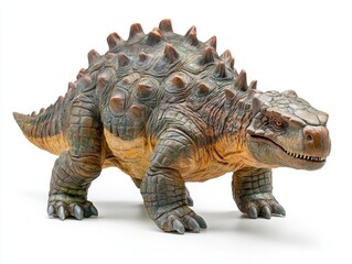 Fototapeta premium A detailed figurine of a prehistoric creature with spiked armor and a reptilian appearance.