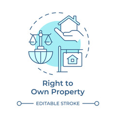 Property owning right soft blue concept icon. Human rights. Business, investment. Round shape line illustration. Abstract idea. Graphic design. Easy to use in infographic, presentation