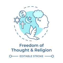 Religion freedom and thought soft blue concept icon. Personal faith, worship. Round shape line illustration. Abstract idea. Graphic design. Easy to use in infographic, presentation