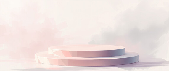 two-tiered pale pink circular display stand