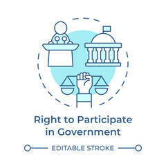 Participation in government right soft blue concept icon. Political processes, public service. Round shape line illustration. Abstract idea. Graphic design. Easy to use in infographic, presentation