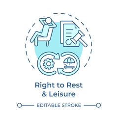 Right to rest and leisure soft blue concept icon. Work life balance. Health care. Round shape line illustration. Abstract idea. Graphic design. Easy to use in infographic, presentation