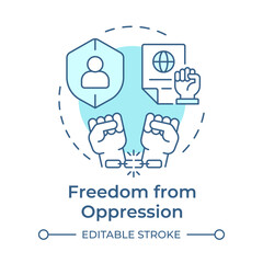 Oppression freedom soft blue concept icon. Civil rights, social policy. Equality, discrimination. Round shape line illustration. Abstract idea. Graphic design. Easy to use in infographic