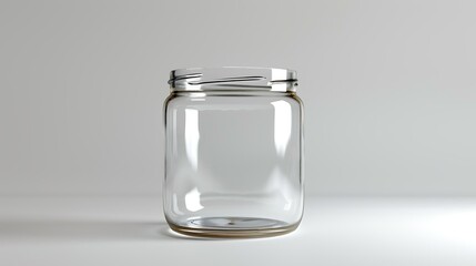 A classic clear glass jar on the beautifull empty background