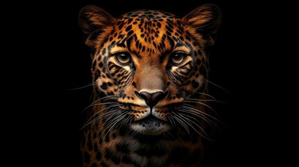 Obraz premium Majestic front view of a wild panther, captivating wildlife photography showcasing nature s power.