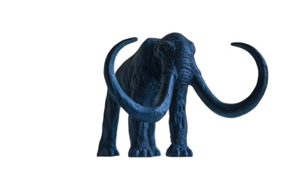 Majestic woolly mammoth, prehistoric beast, icy blue tones, isol