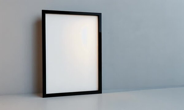 A minimalist black-framed lightbox against a plain background, emphasizing simplicity.