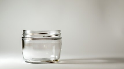 A classic clear glass jar on the beautifull empty background