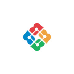 The geometric diversity logo depicts togetherness in diversity forming positive communication.
