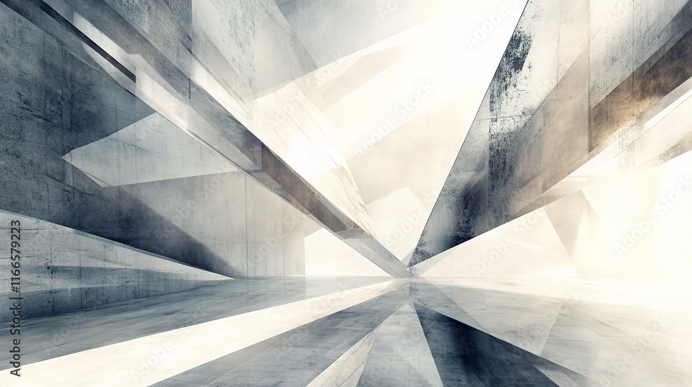 Poster abstract geometrical design with layered shapes in soft lighting