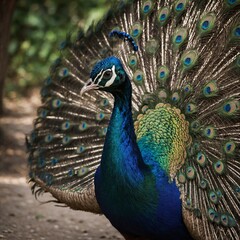 Photograph a peacock displaying its feathers.