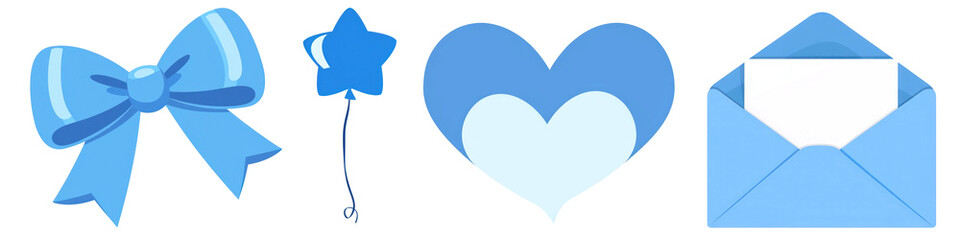 PNG Blue-themed decorative elements collection, isolated element set, transparent background