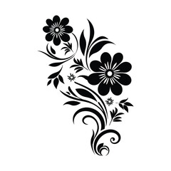 Corner decoration flowers vector art silhouette