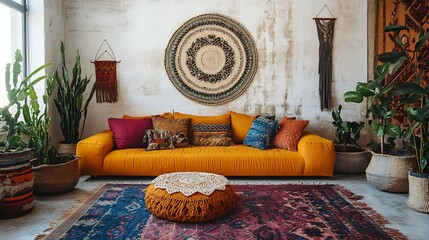 Bohemian living room design home interior decor cozy style