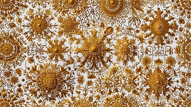 Gold ornament on a white background. Seamless wallpaper texture. Vector graphics Generative AI