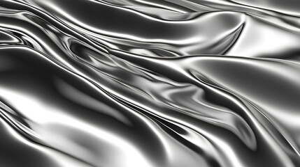 Obraz premium Sleek silver fabric with smooth, flowing waves creates modern, elegant texture. reflective surface adds depth and sophistication to any design