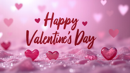 Happy Valentine's Day greeting card with hearts. Romantic and festive.