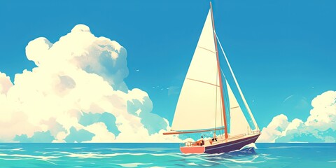 sailboat animated cartoon illustration