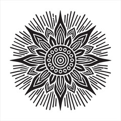 Modern traditional mandala design vector - mandala silhouette illustration on white background