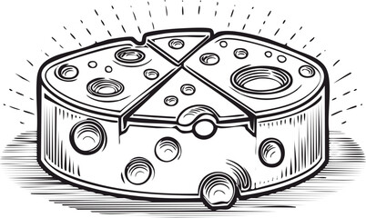 illustration of a cheese with a slice of bread