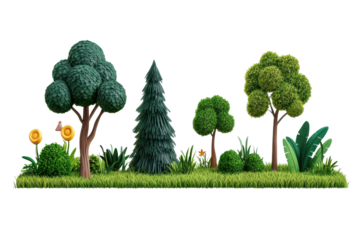 Vibrant Cartoon Outdoor Scene with Lush Greenery