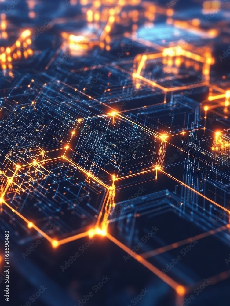 Aufkleber cryptocurrency blockchain network background. bright glowing symbols. futuristic big data informatio