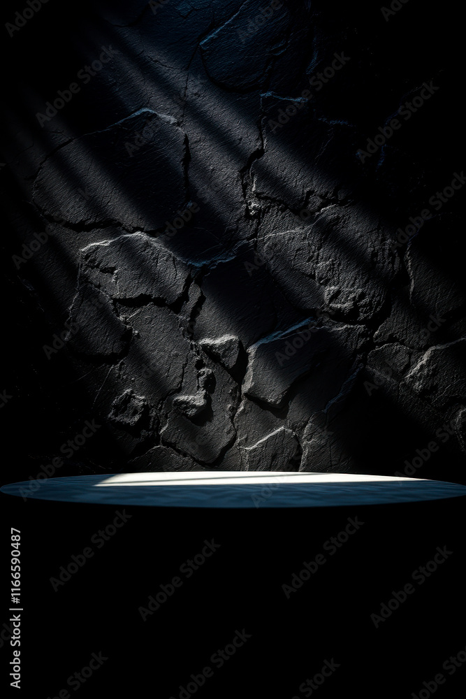 Poster dark textured background with round platform