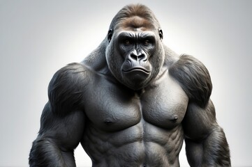 Fototapeta premium Powerful gorilla portrait, muscular primate close-up.