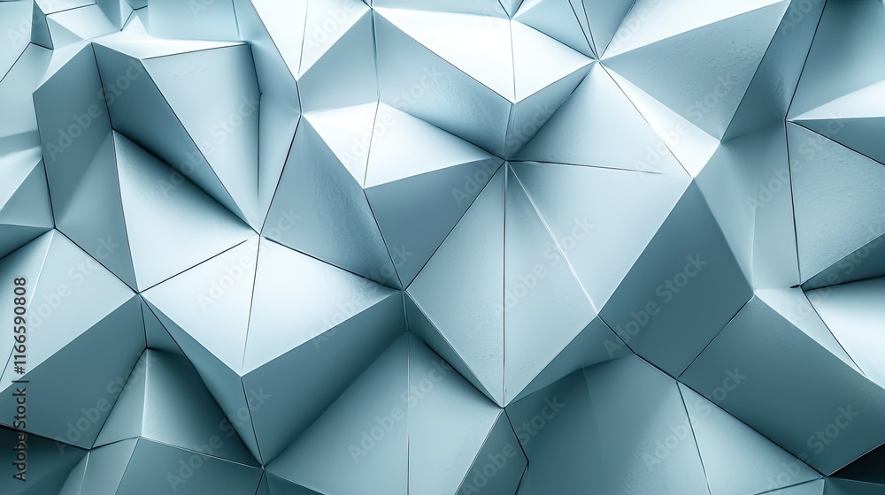 Aufkleber abstract geometric pattern with a three-dimensional appearance in light blue tones.