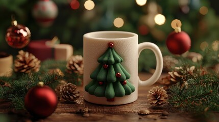 Cozy Christmas Mug with Festive Decorations