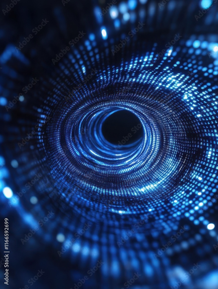 Poster technology, future, programming and matrix - black blue binary system code background