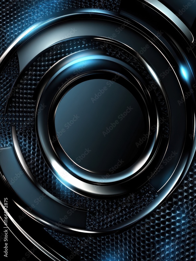 Poster tech abstract background with metallic circles. geometric vector design