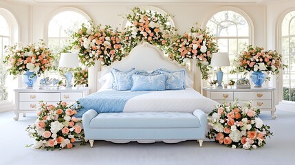 Luxurious Bedroom Interior with Floral Decor