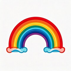  Simple rainbow icon logo on white background, vintage style illustration 