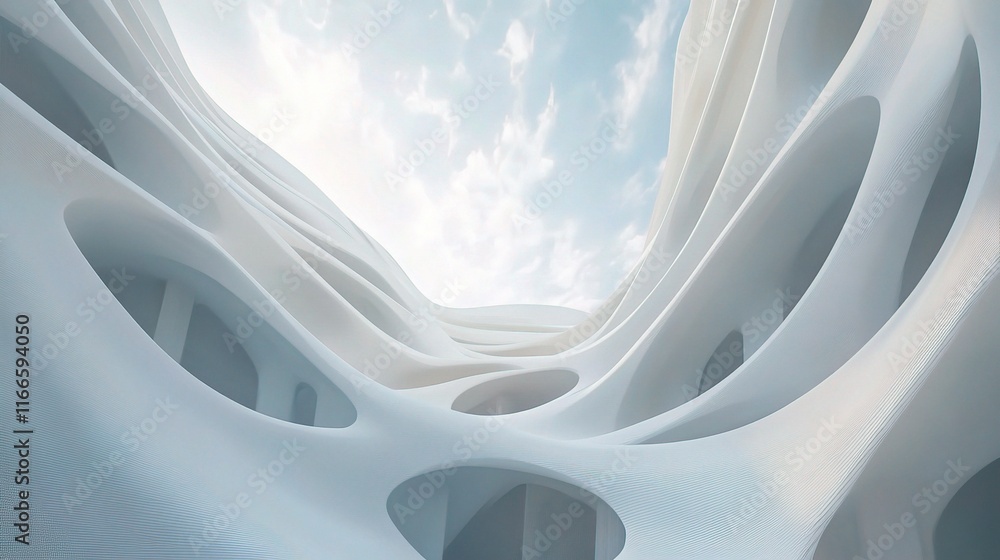 Poster abstract white background with smooth waves and soft curves