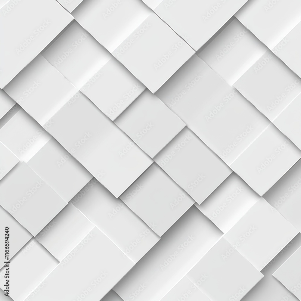 Poster modern white and light grey square overlapped pattern on background with shadow. white background. m