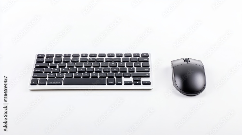 Poster wireless keyboard and mouse set modern office desk setup computer accessories productivity tools