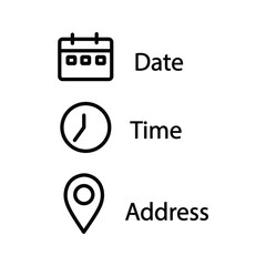 Date, time, location icon on white background. Place icons symbol business concept. flat style..eps