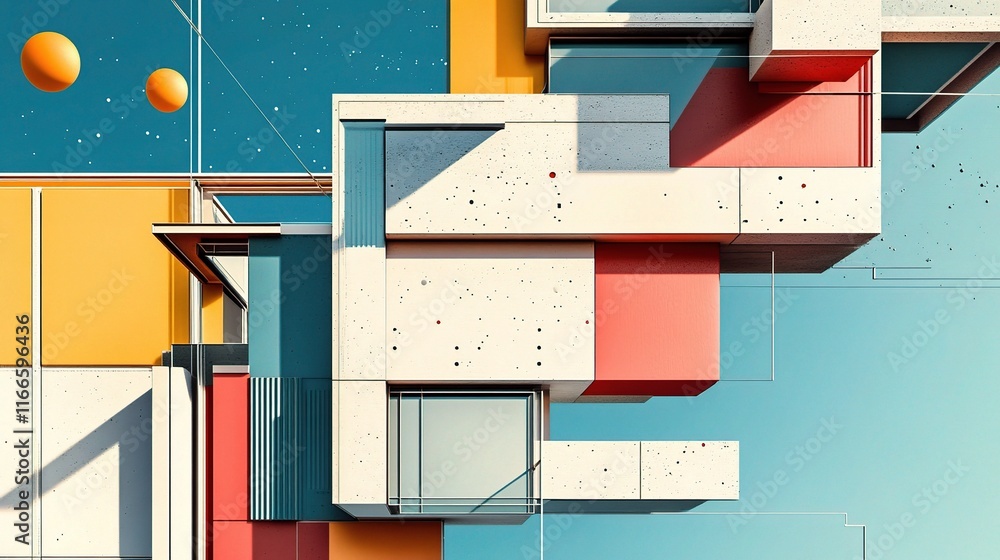 Poster abstract architecture with clean lines and geometric shapes