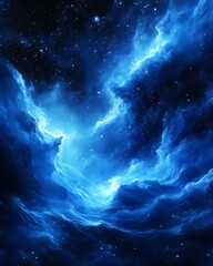 Obraz premium Glowing blue nebula in space.