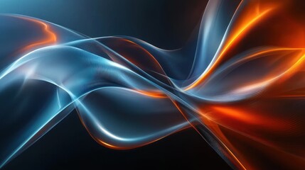 Naklejka premium Abstract Blue and Orange Energy Flow: A Digital Art Masterpiece