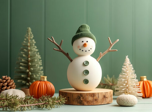 charming snowman figurine with winter decorations