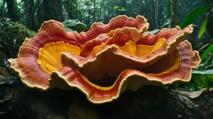 Vibrant Tropical Fungus in Rainforest Habitat