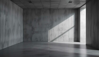 stock photo features a 3D-rendered empty and dark abstract concrete room interior