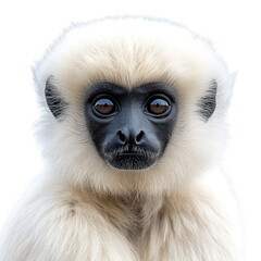 Obraz premium Close-up of a white-furred monkey with a black face.